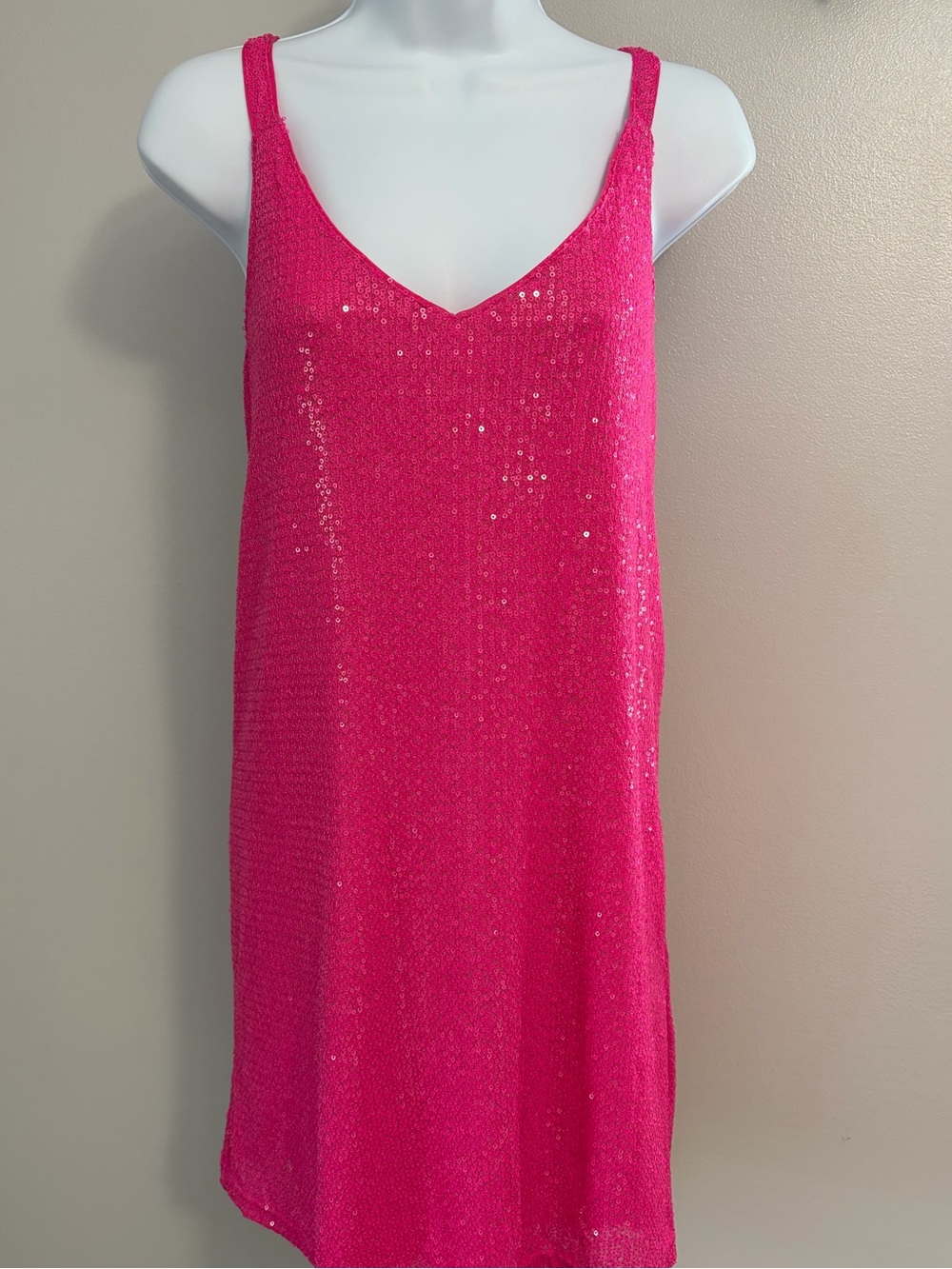 NWOT Amazon- Bright Hot Pink Sequin Mini Dress
